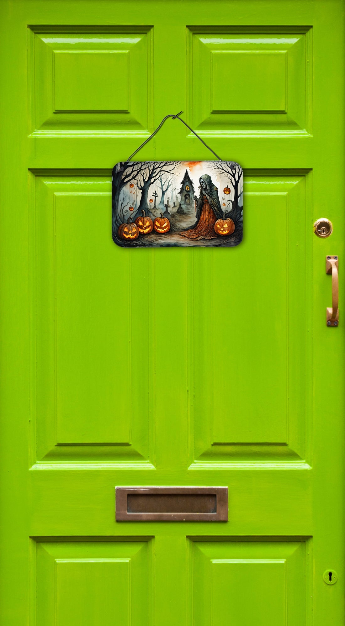 The Weeping Woman Spooky Halloween Wall or Door Hanging Prints Aluminum Metal Sign Kitchen Wall Bar Bathroom Plaque Home Decor, 8HX12W, Multicolor