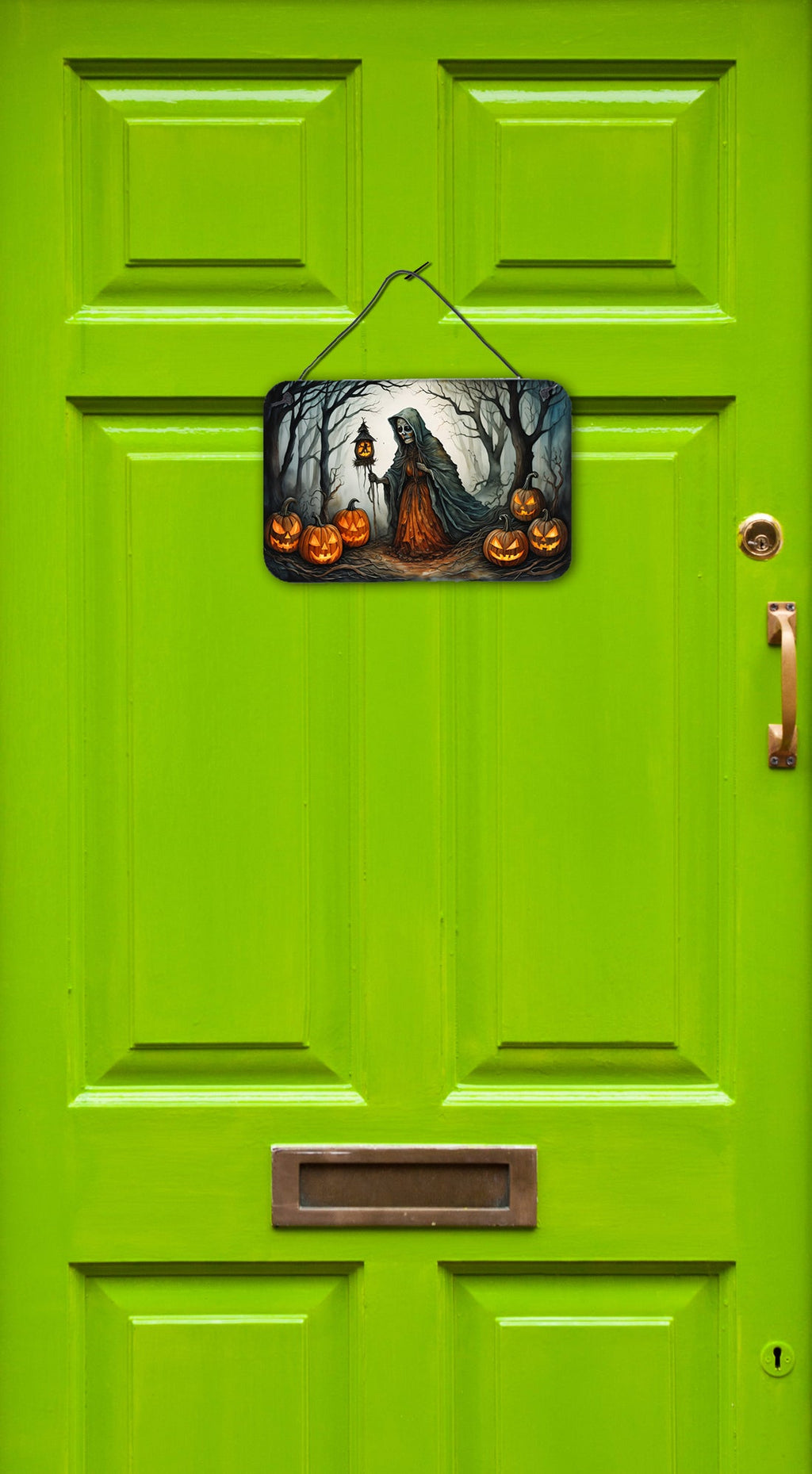 The Weeping Woman Spooky Halloween Wall or Door Hanging Prints Aluminum Metal Sign Kitchen Wall Bar Bathroom Plaque Home Decor, 8HX12W, Multicolor