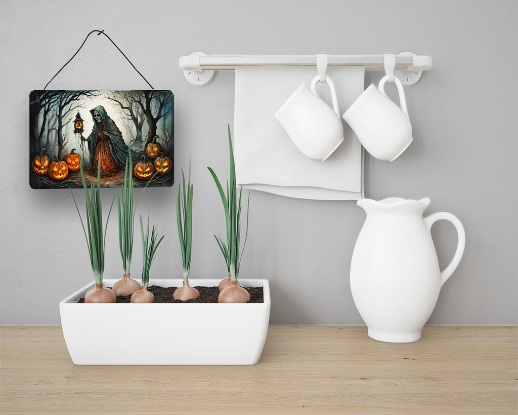 The Weeping Woman Spooky Halloween Wall or Door Hanging Prints Aluminum Metal Sign Kitchen Wall Bar Bathroom Plaque Home Decor, 8HX12W, Multicolor
