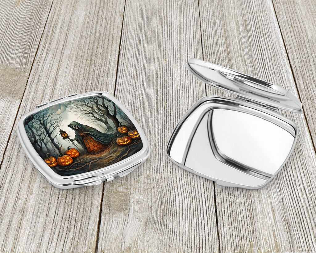 The Weeping Woman Spooky Halloween Compact Mirror Decorative Travel Makeup Mirror for Women Girls Gifts Pocket Makeup Mirror Folding Handheld