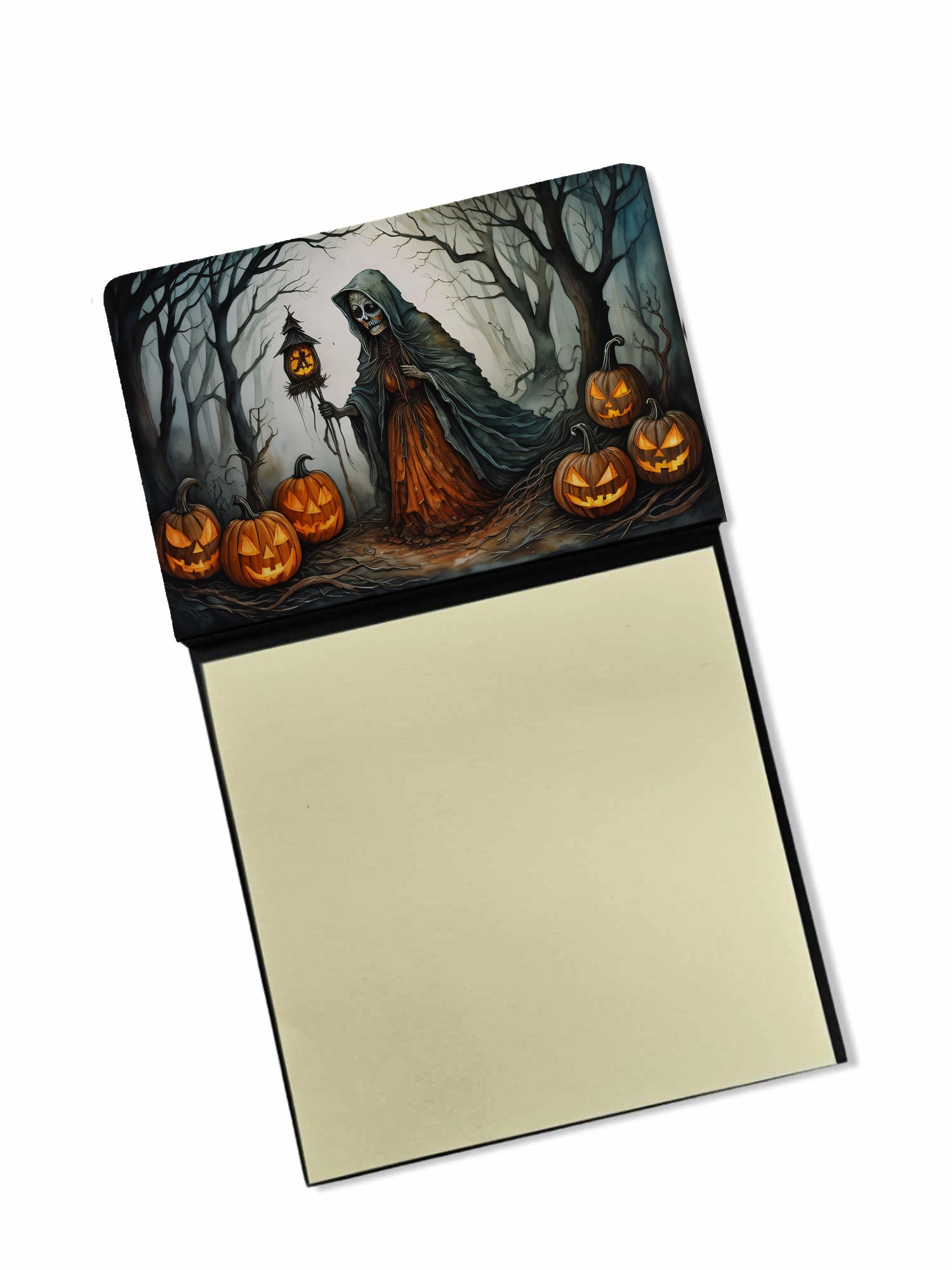 The Weeping Woman Spooky Halloween Watercolor Sticky Note Holder Refillable Dispenser Desk Accessory 3x3 Pad Gift
