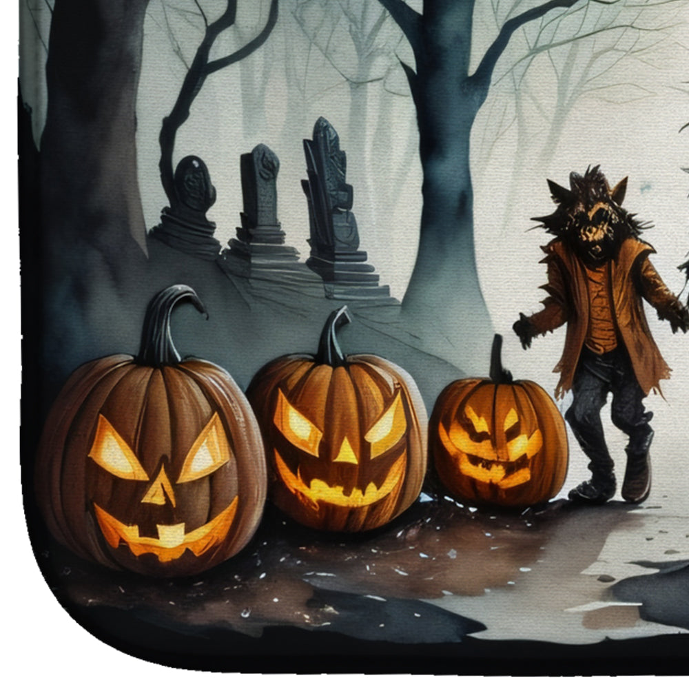 Werewolves Spooky Halloween Dish Drying Mat Absorbent Dish Drying Mat Pad for Kitchen Counter Dish Drainer Mat for Countertop, 14 x 21", Multicolor
