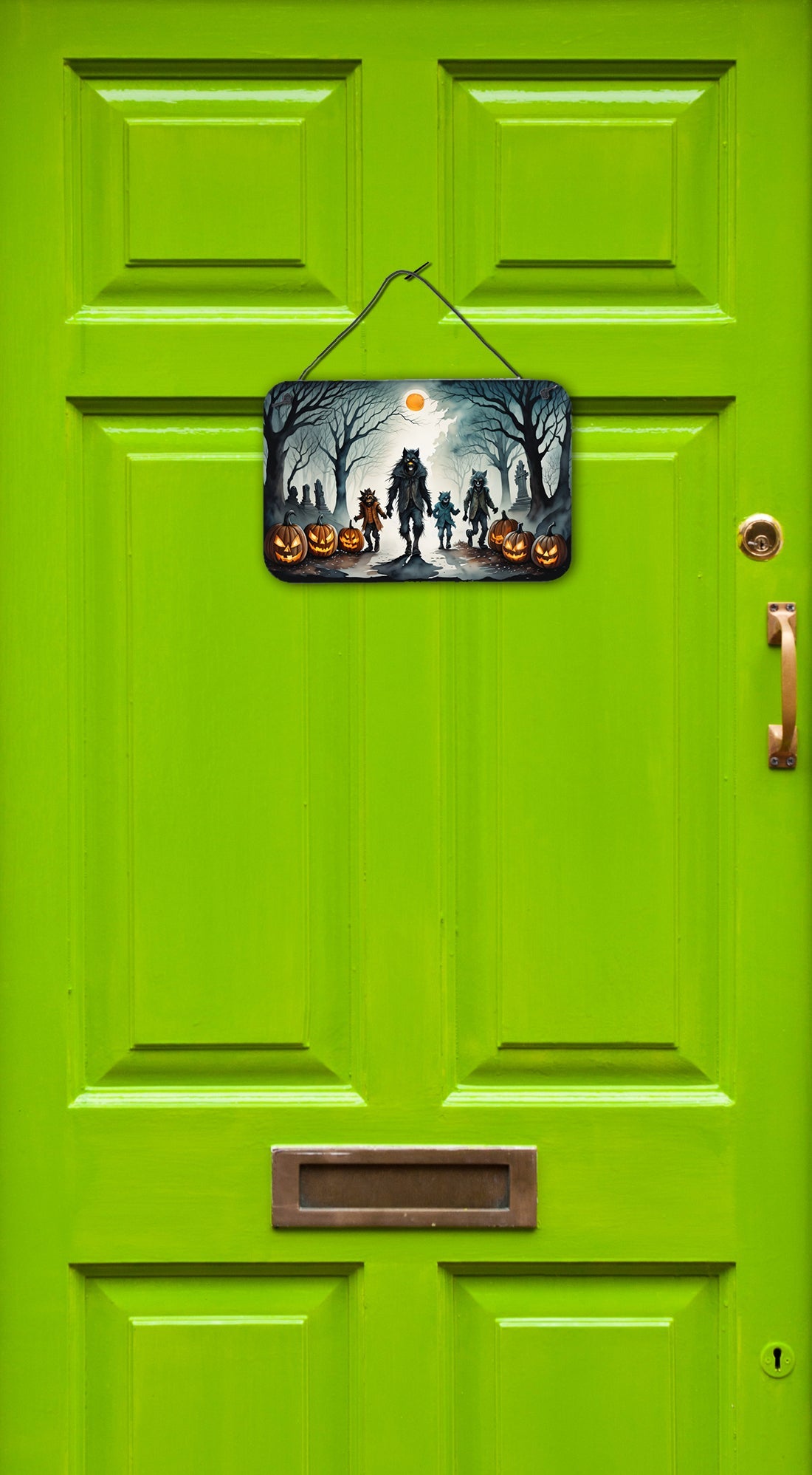 Werewolves Spooky Halloween Wall or Door Hanging Prints Aluminum Metal Sign Kitchen Wall Bar Bathroom Plaque Home Decor, 8HX12W, Multicolor