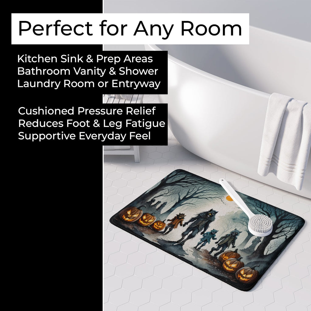 Werewolves Spooky Halloween Memory Foam Kitchen Mat Machine Washable Anti-Fatigue Cushion Comfort Bath or Kitchen Rug