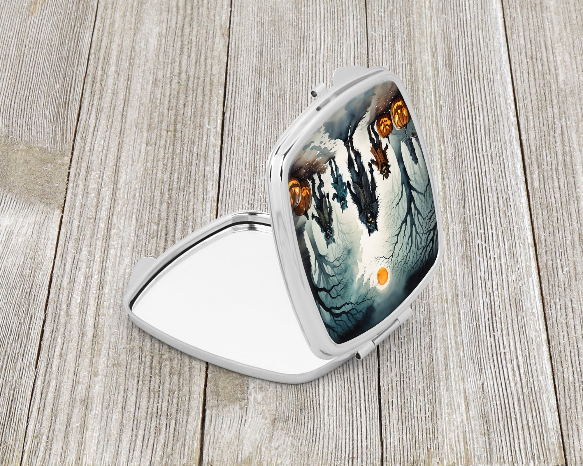 Werewolves Spooky Halloween Compact Mirror Decorative Travel Makeup Mirror for Women Girls Gifts Pocket Makeup Mirror Folding Handheld