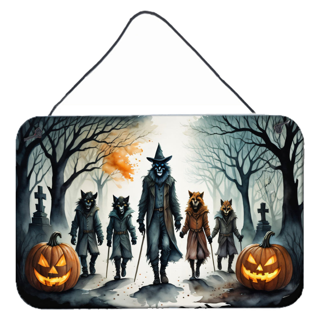 Werewolves Spooky Halloween Wall or Door Hanging Prints Aluminum Metal Sign Kitchen Wall Bar Bathroom Plaque Home Decor, 8HX12W, Multicolor