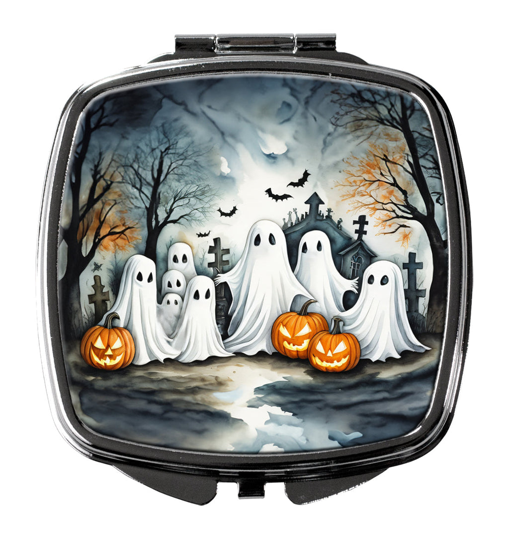 Ghosts Spooky Halloween Compact Mirror Decorative Travel Makeup Mirror for Women Girls Gifts Pocket Makeup Mirror Folding Handheld