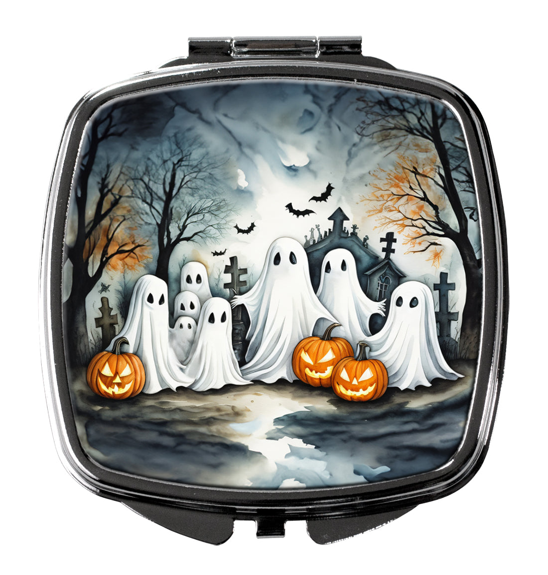 Ghosts Spooky Halloween Compact Mirror Decorative Travel Makeup Mirror for Women Girls Gifts Pocket Makeup Mirror Folding Handheld