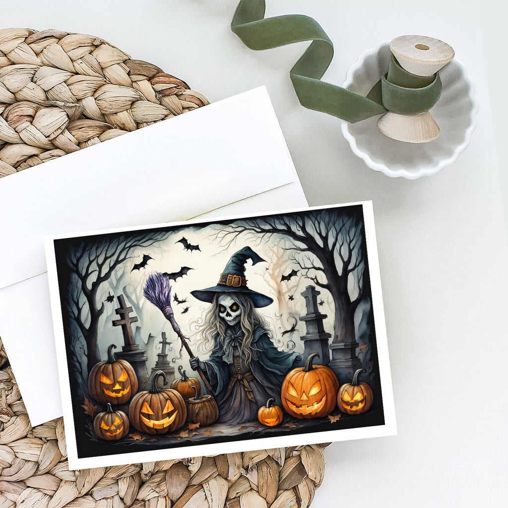 Witch Spooky Halloween Greeting Cards Pack of 8 Blank Cards with Envelopes Whimsical A7 Size 5x7