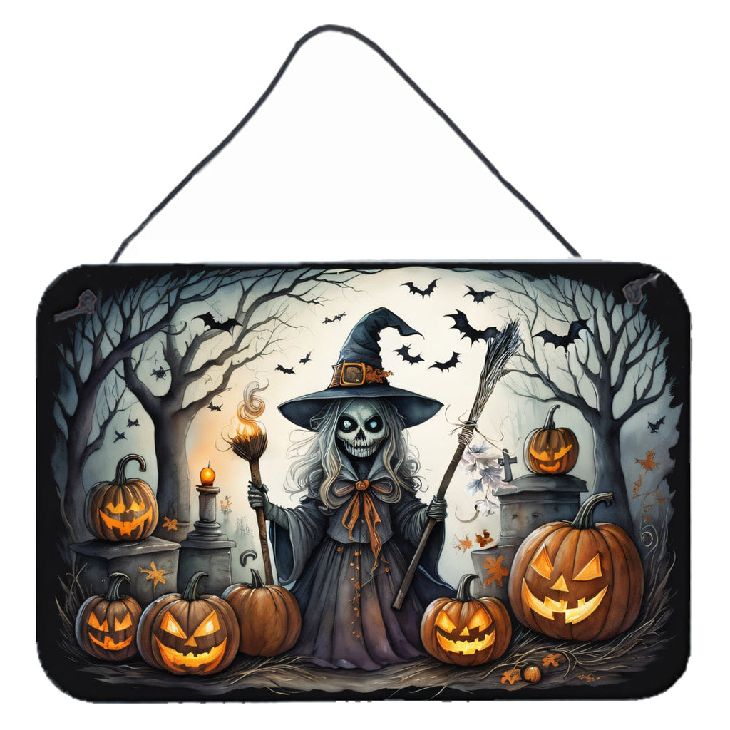 Witch Spooky Halloween Wall or Door Hanging Prints Aluminum Metal Sign Kitchen Wall Bar Bathroom Plaque Home Decor, 8HX12W, Multicolor