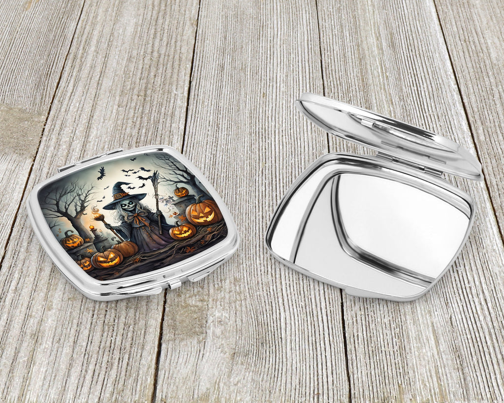 Witch Spooky Halloween Compact Mirror Decorative Travel Makeup Mirror for Women Girls Gifts Pocket Makeup Mirror Folding Handheld