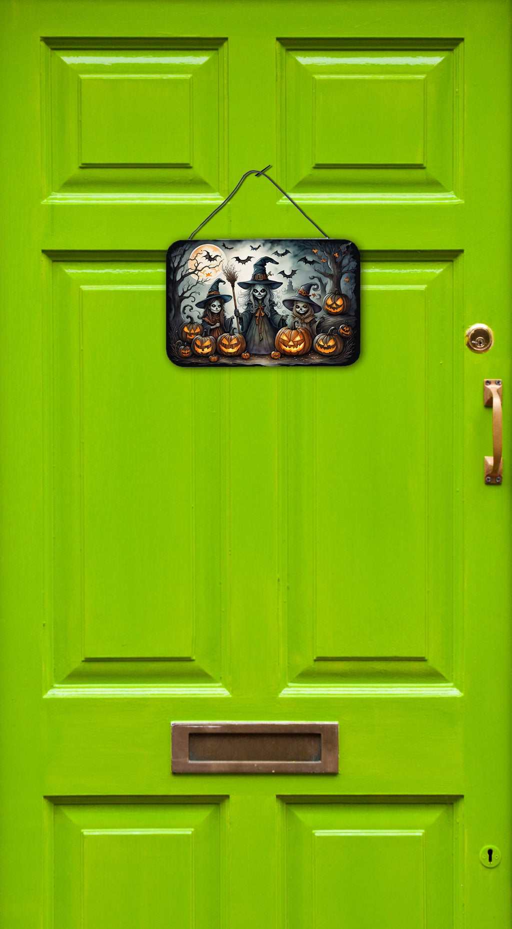 Witches Spooky Halloween Wall or Door Hanging Prints Aluminum Metal Sign Kitchen Wall Bar Bathroom Plaque Home Decor, 8HX12W, Multicolor
