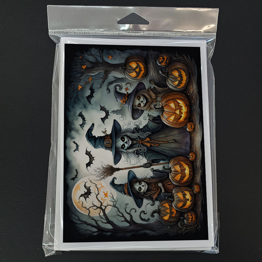 Witches Spooky Halloween Greeting Cards Pack of 8 Blank Cards with Envelopes Whimsical A7 Size 5x7