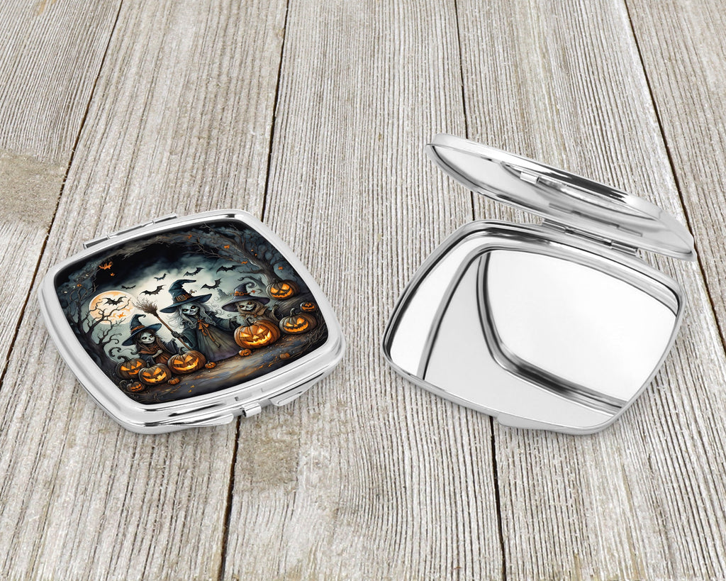 Witches Spooky Halloween Compact Mirror Decorative Travel Makeup Mirror for Women Girls Gifts Pocket Makeup Mirror Folding Handheld