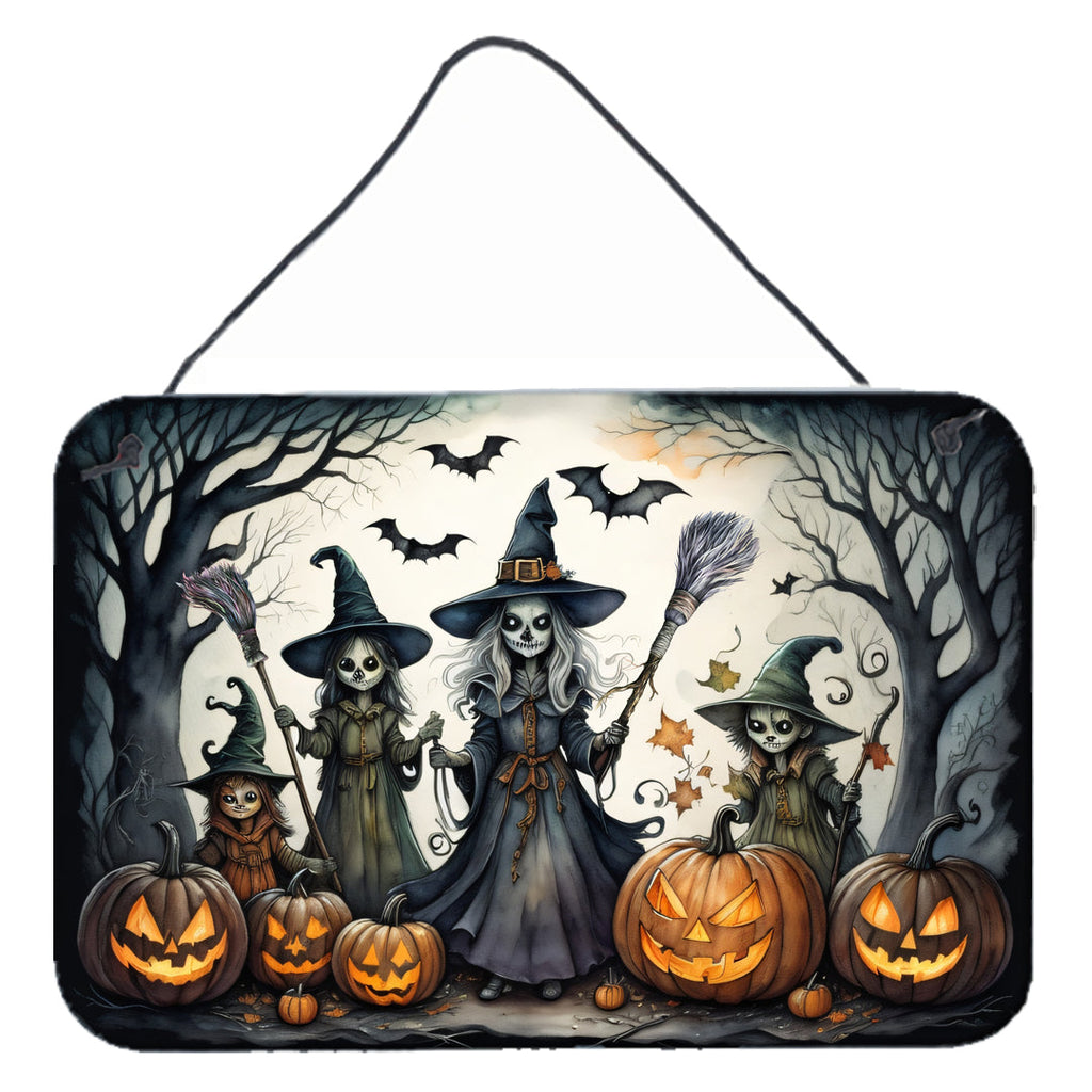 Witches Spooky Halloween Wall or Door Hanging Prints Aluminum Metal Sign Kitchen Wall Bar Bathroom Plaque Home Decor, 8HX12W, Multicolor