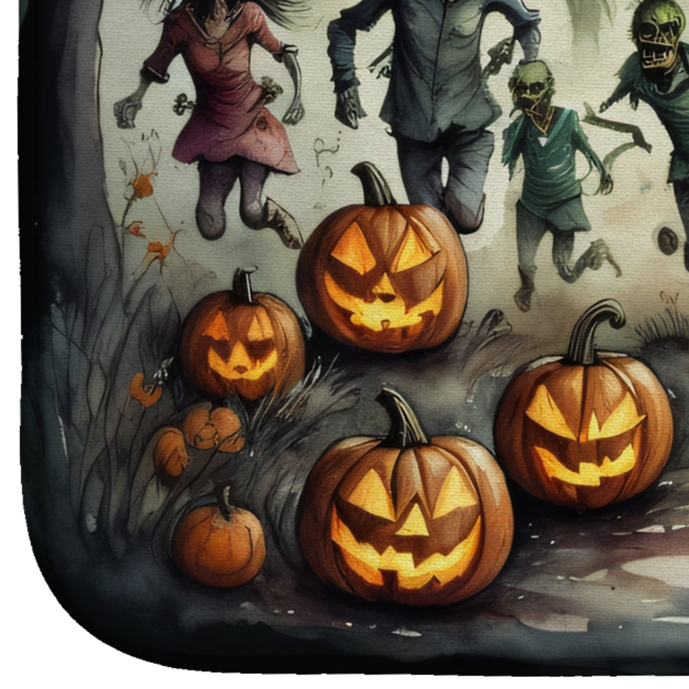 Zombies Spooky Halloween Dish Drying Mat Absorbent Dish Drying Mat Pad for Kitchen Counter Dish Drainer Mat for Countertop, 14 x 21", Multicolor