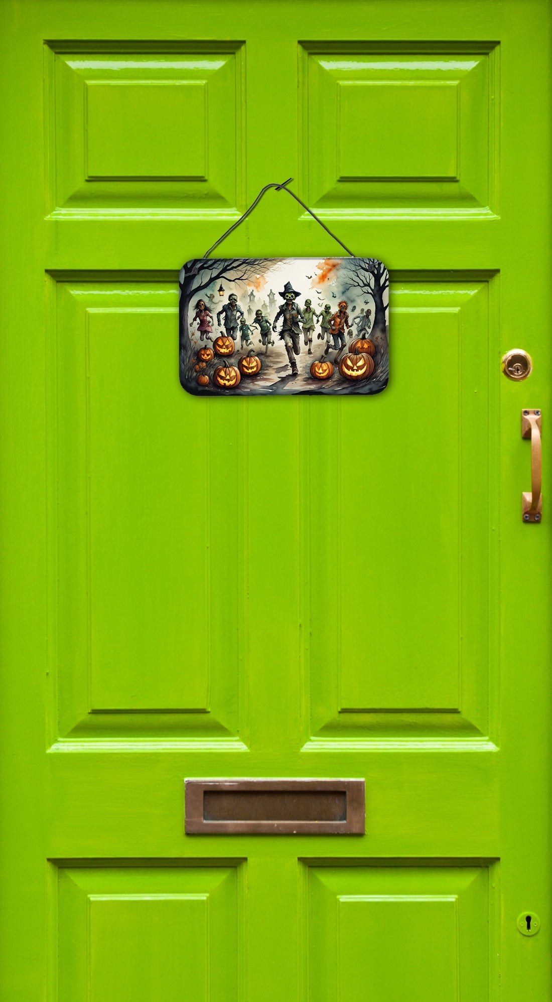 Zombies Spooky Halloween Wall or Door Hanging Prints Aluminum Metal Sign Kitchen Wall Bar Bathroom Plaque Home Decor, 8HX12W, Multicolor