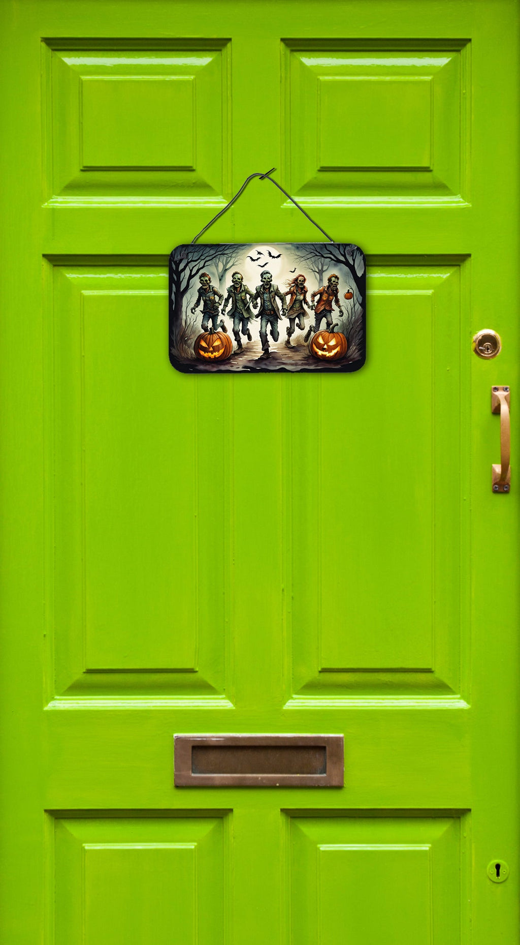 Zombies Spooky Halloween Wall or Door Hanging Prints Aluminum Metal Sign Kitchen Wall Bar Bathroom Plaque Home Decor, 8HX12W, Multicolor