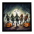 Zombies Spooky Halloween Framed Metal Print Bathroom, Kitchen, Office, Home Decor Wall Art Ready to Hang, Square, 8X8