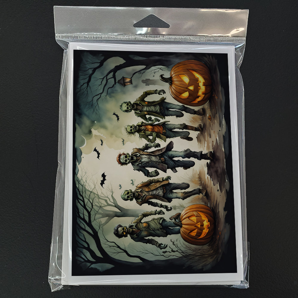 Zombies Spooky Halloween Greeting Cards Pack of 8 Blank Cards with Envelopes Whimsical A7 Size 5x7