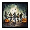 Zombies Spooky Halloween Framed Metal Print Bathroom, Kitchen, Office, Home Decor Wall Art Ready to Hang, Square, 8X8