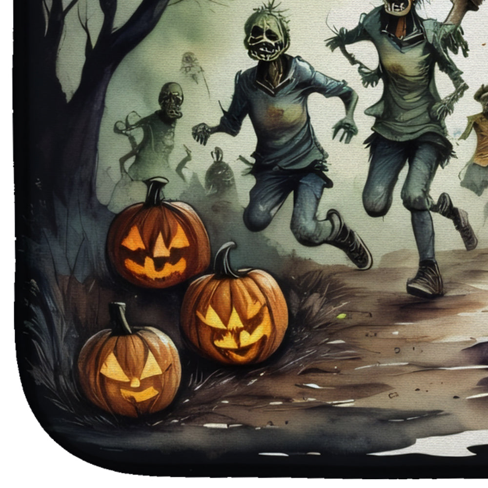 Zombies Spooky Halloween Dish Drying Mat Absorbent Dish Drying Mat Pad for Kitchen Counter Dish Drainer Mat for Countertop, 14 x 21", Multicolor