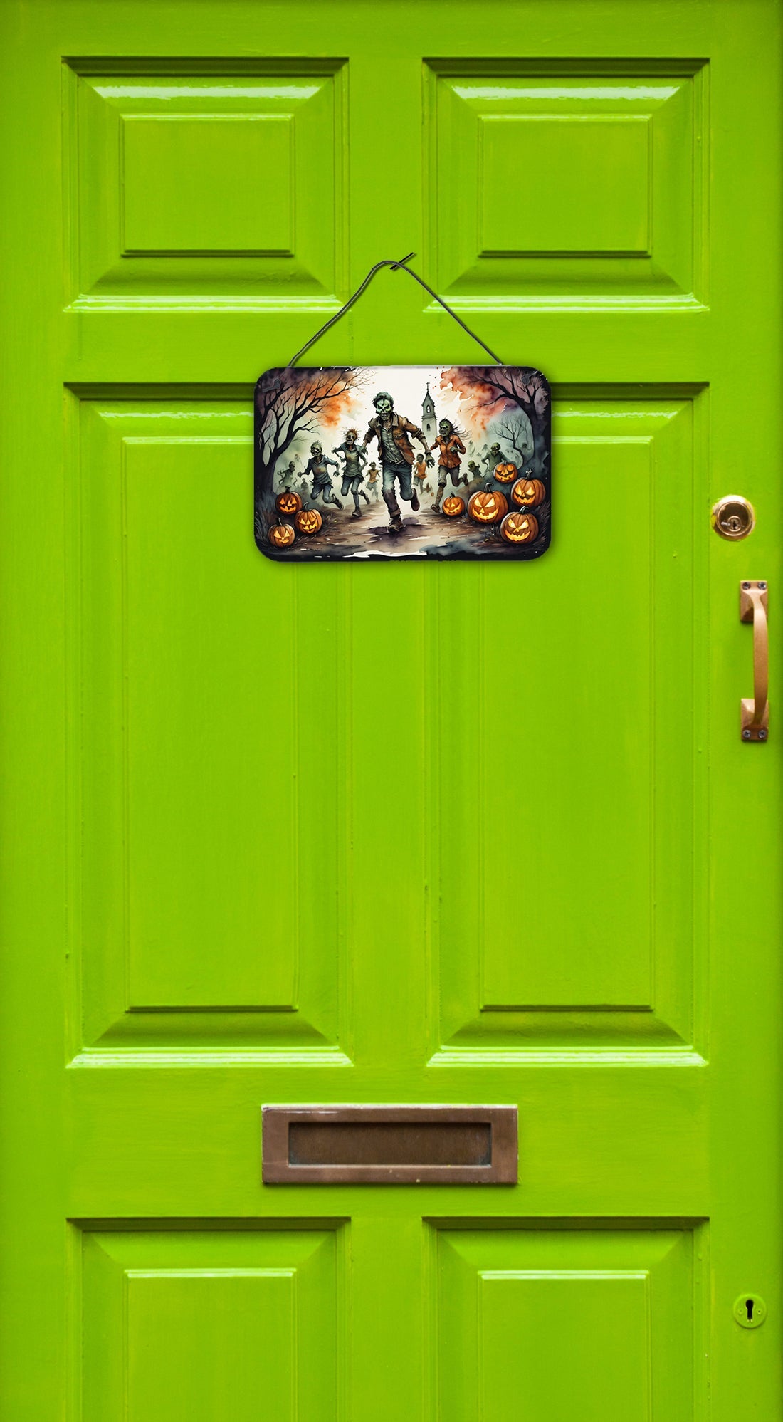 Zombies Spooky Halloween Wall or Door Hanging Prints Aluminum Metal Sign Kitchen Wall Bar Bathroom Plaque Home Decor, 8HX12W, Multicolor
