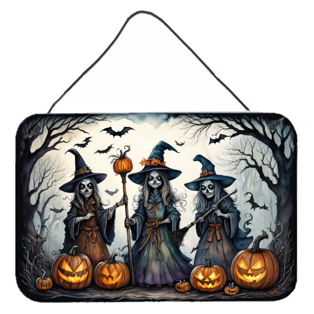 Witches Spooky Halloween Wall or Door Hanging Prints Aluminum Metal Sign Kitchen Wall Bar Bathroom Plaque Home Decor, 8HX12W, Multicolor