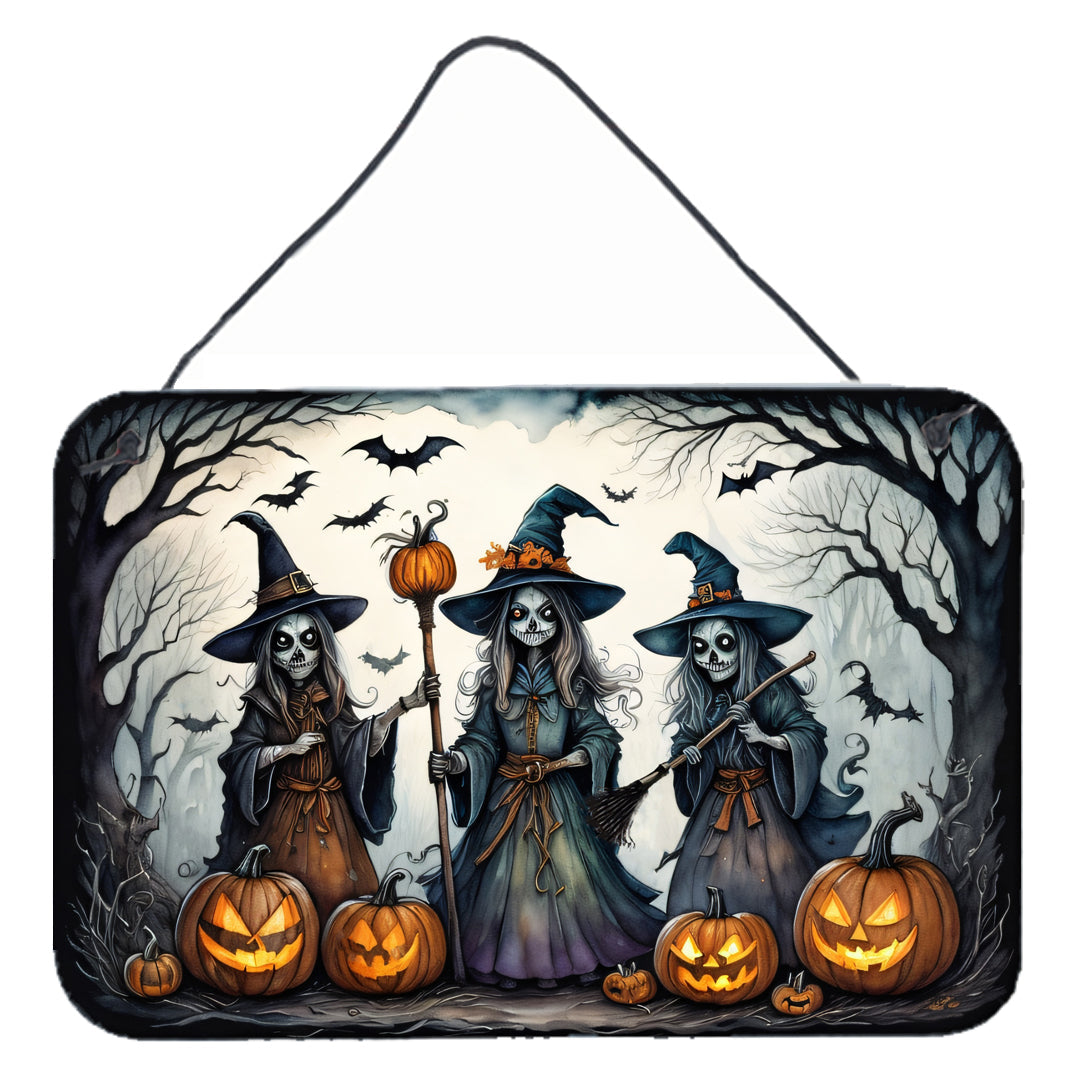 Witches Spooky Halloween Wall or Door Hanging Prints Aluminum Metal Sign Kitchen Wall Bar Bathroom Plaque Home Decor, 8HX12W, Multicolor