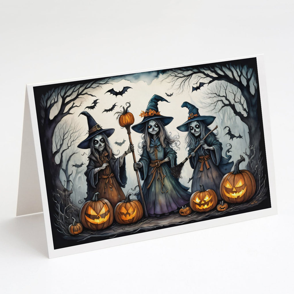 Witches Spooky Halloween Greeting Cards Pack of 8 Blank Cards with Envelopes Whimsical A7 Size 5x7