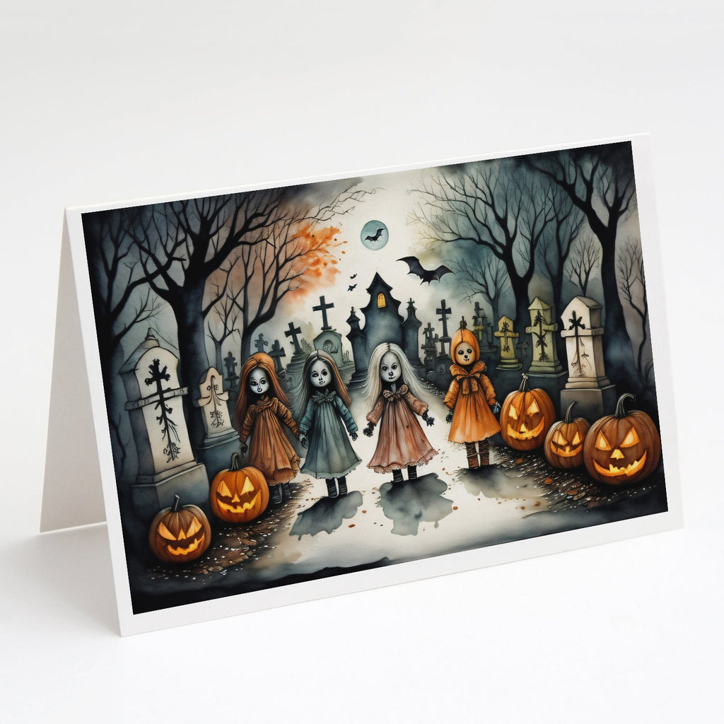 Creepy Dolls Spooky Halloween Greeting Cards Pack of 8 Blank Cards with Envelopes Whimsical A7 Size 5x7