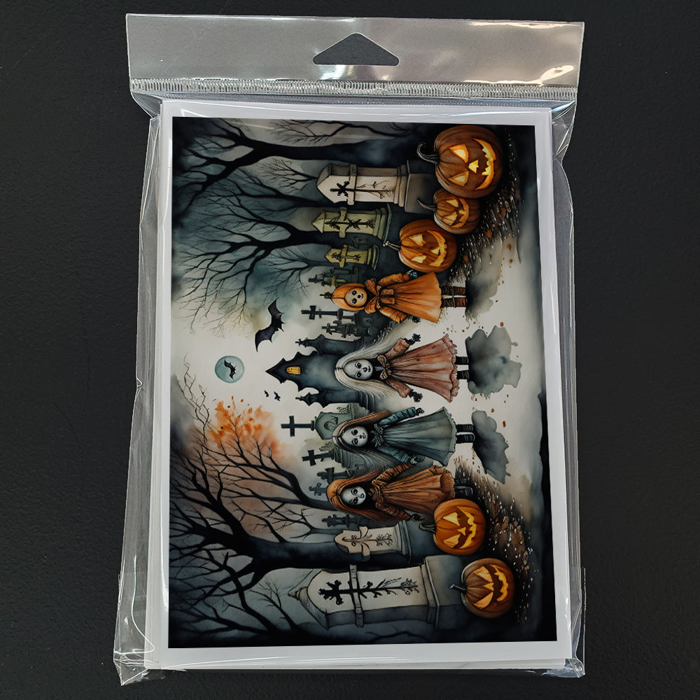 Creepy Dolls Spooky Halloween Greeting Cards Pack of 8 Blank Cards with Envelopes Whimsical A7 Size 5x7
