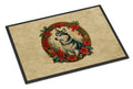 Alaskan Klee Kai Christmas Flowers Doormat Indoor Outdoor 18H X 27W Front Door Mat Rugs for Entryway, Non Slip Washable
