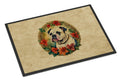 American Bulldog Christmas Flowers Doormat Indoor Outdoor 18H X 27W Front Door Mat Rugs for Entryway, Non Slip Washable