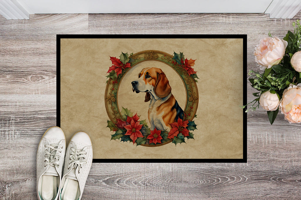 American Foxhound Christmas Flowers Doormat Indoor Outdoor 24H X 36W Front Door Mat Rugs for Entryway, Non Slip Washable Low Pile,