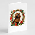 American Water Spaniel Christmas Flowers Greeting Cards Pack of 8 Blank Cards with Envelopes Whimsical A7 Size 5x7