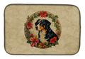 Appenzeller Sennenhund Christmas Flowers Dish Drying Mat Absorbent Dish Drying Mat Pad for Kitchen Counter Dish Drainer Mat for Countertop, 14 x 21", Multicolor