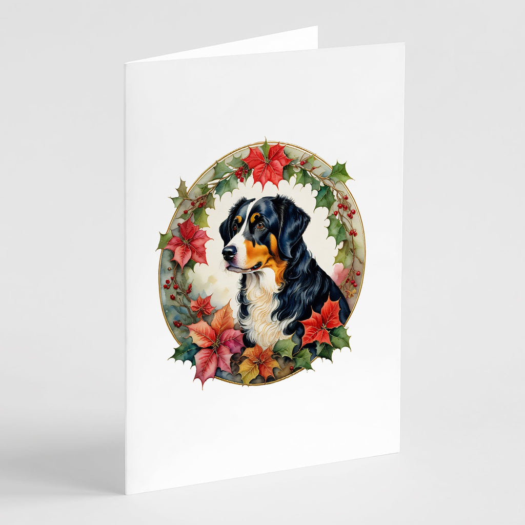 Appenzeller Sennenhund Christmas Flowers Greeting Cards Pack of 8 Blank Cards with Envelopes Whimsical A7 Size 5x7