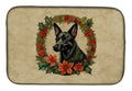 Australian Kelpie Christmas Flowers Dish Drying Mat Absorbent Dish Drying Mat Pad for Kitchen Counter Dish Drainer Mat for Countertop, 14 x 21", Multicolor