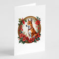Basenji Christmas Flowers Greeting Cards Pack of 8 Blank Cards with Envelopes Whimsical A7 Size 5x7