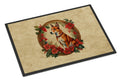 Basenji Christmas Flowers Doormat Indoor Outdoor 18H X 27W Front Door Mat Rugs for Entryway, Non Slip Washable