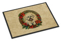 Bichon Frise Christmas Flowers Doormat Indoor Outdoor 24H X 36W Front Door Mat Rugs for Entryway, Non Slip Washable Low Pile,