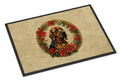 Bloodhound Christmas Flowers Doormat Indoor Outdoor 18H X 27W Front Door Mat Rugs for Entryway, Non Slip Washable