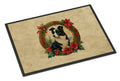 Border Collie Christmas Flowers Doormat Indoor Outdoor 24H X 36W Front Door Mat Rugs for Entryway, Non Slip Washable Low Pile,