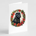 Bouvier des Flandres Christmas Flowers Greeting Cards Pack of 8 Blank Cards with Envelopes Whimsical A7 Size 5x7