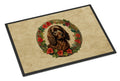 Boykin Spaniel Christmas Flowers Doormat Indoor Outdoor 18H X 27W Front Door Mat Rugs for Entryway, Non Slip Washable