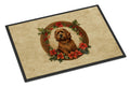 Briard Christmas Flowers Doormat Indoor Outdoor 24H X 36W Front Door Mat Rugs for Entryway, Non Slip Washable Low Pile,