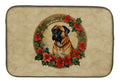 Bullmastiff Christmas Flowers Dish Drying Mat Absorbent Dish Drying Mat Pad for Kitchen Counter Dish Drainer Mat for Countertop, 14 x 21", Multicolor