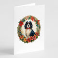 Cavalier Spaniel Christmas Flowers Greeting Cards Pack of 8 Blank Cards with Envelopes Whimsical A7 Size 5x7