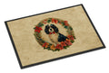 Cavalier Spaniel Christmas Flowers Doormat Indoor Outdoor 18H X 27W Front Door Mat Rugs for Entryway, Non Slip Washable